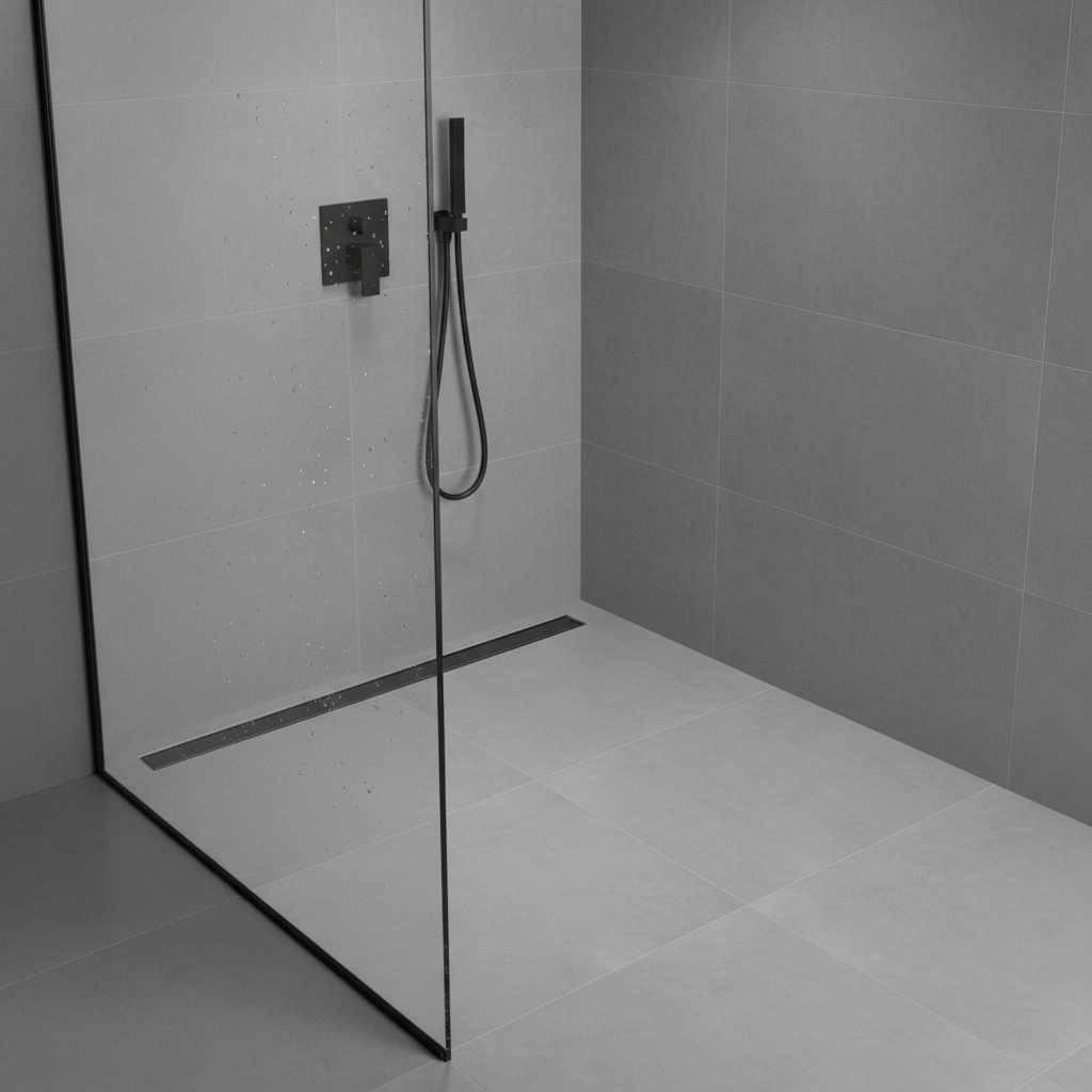 Caniveau de douche gri brossé