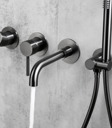 Colonne de douche & bain encastré gris brossé