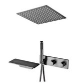 Colonne de douche et bain encastrée gris brossé