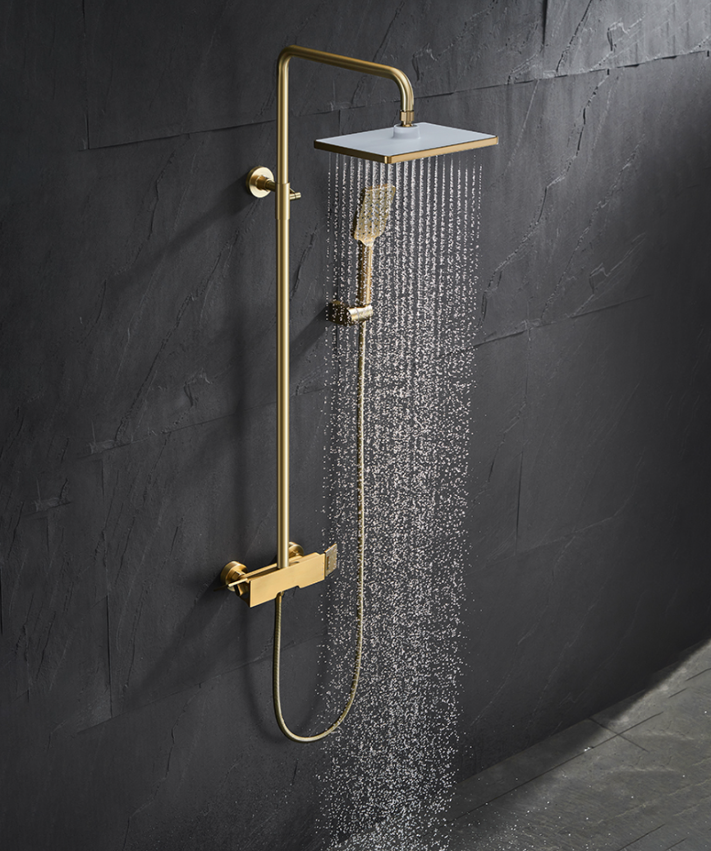 Colonne de douche et bain or brossé