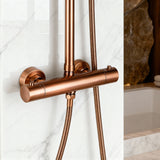 Colonne de douche thermostatique or rose brossé