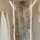 Colonne de douche encastrée or brossé