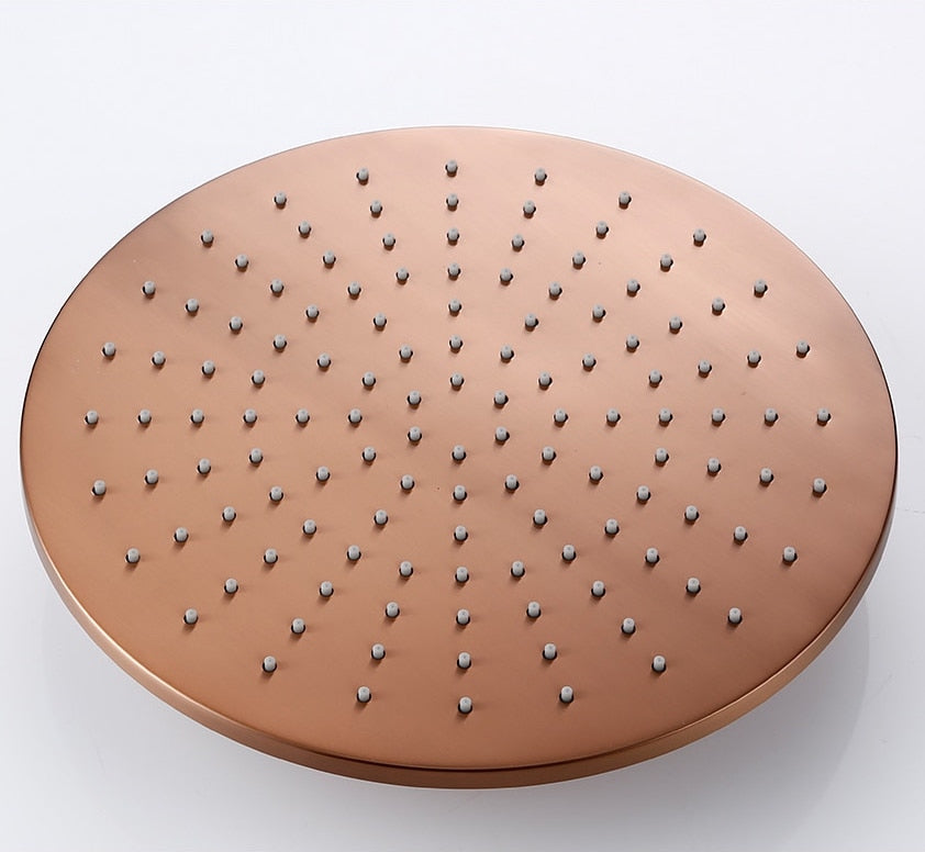 Double colonne de douche encastrée or rose brossé