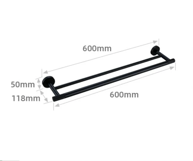 Double porte serviettes noir mate strié