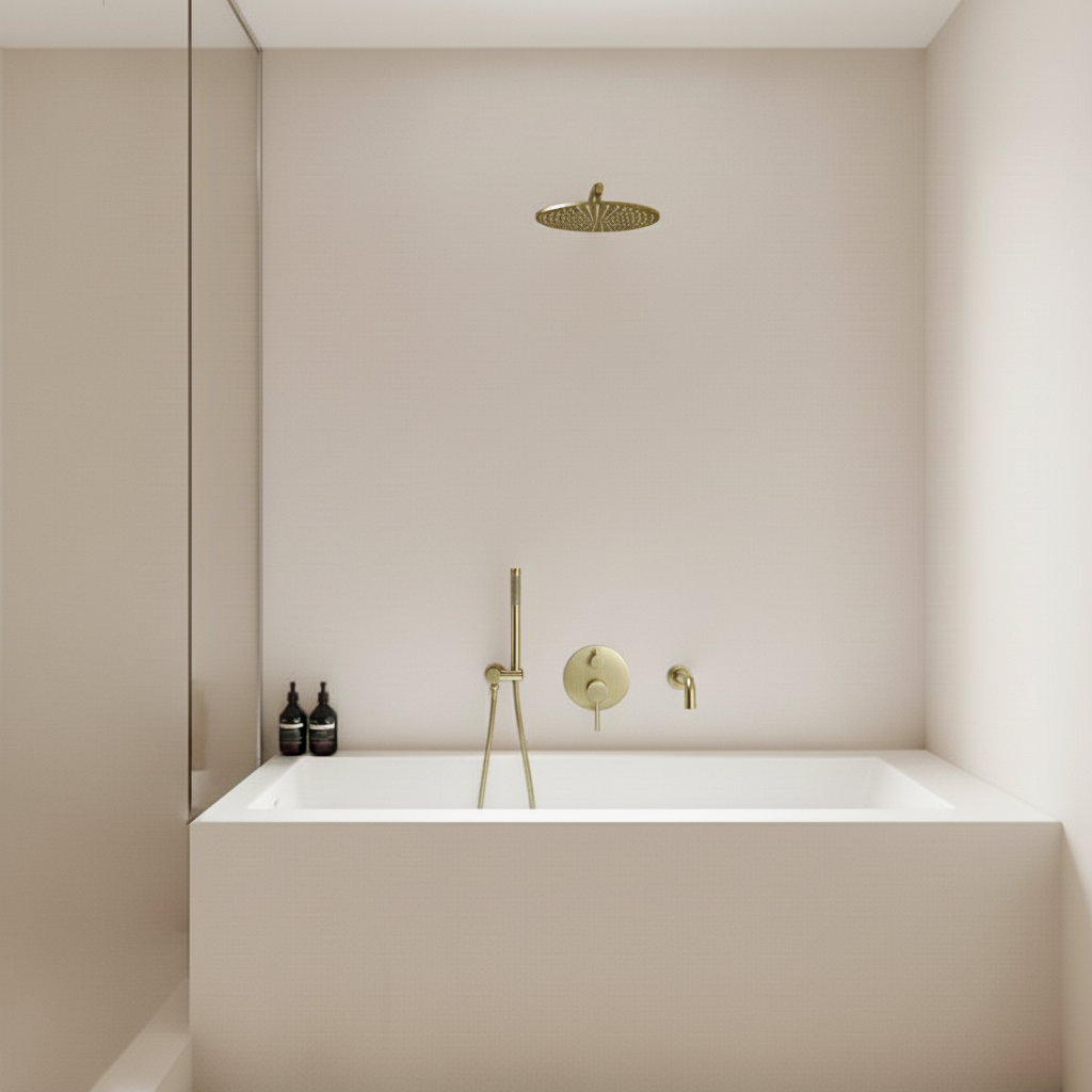 Kit bain douche encastré or brossé