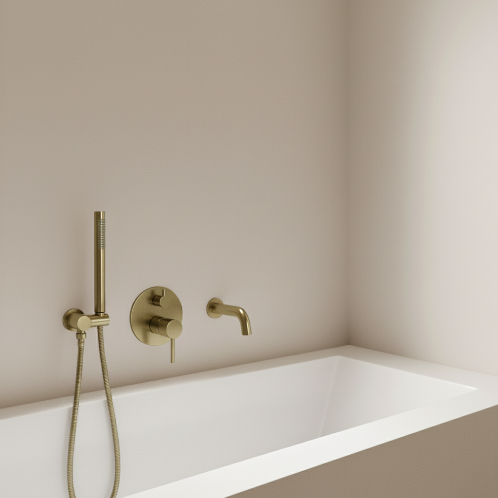 Kit bain douche encastré or brossé