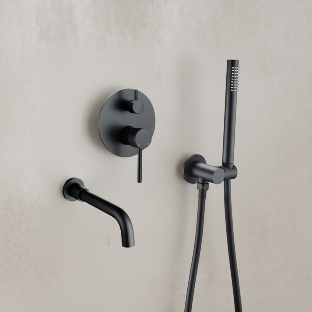 Colonne de bain encastré noir mate