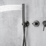 Colonne de douche encastrée gris brossé