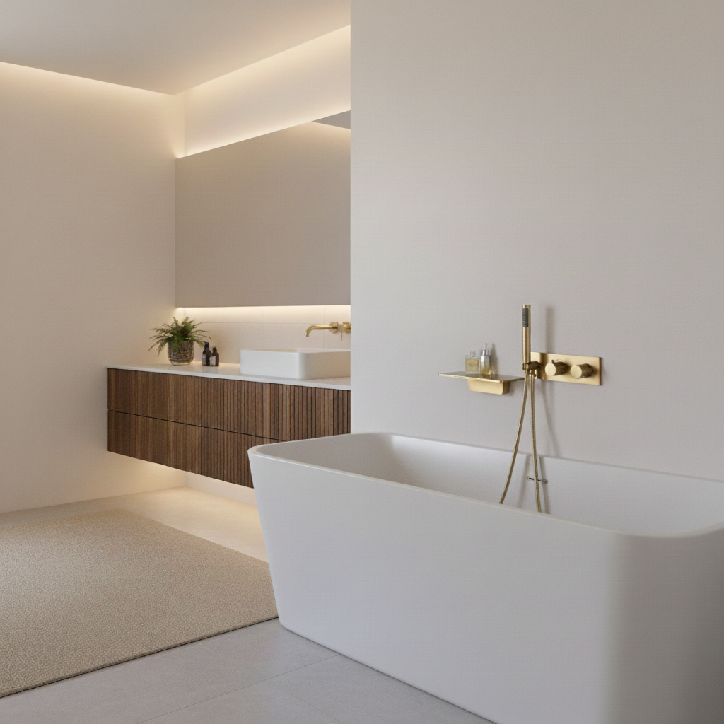 Mitigeur de bain thermostatique or brossé