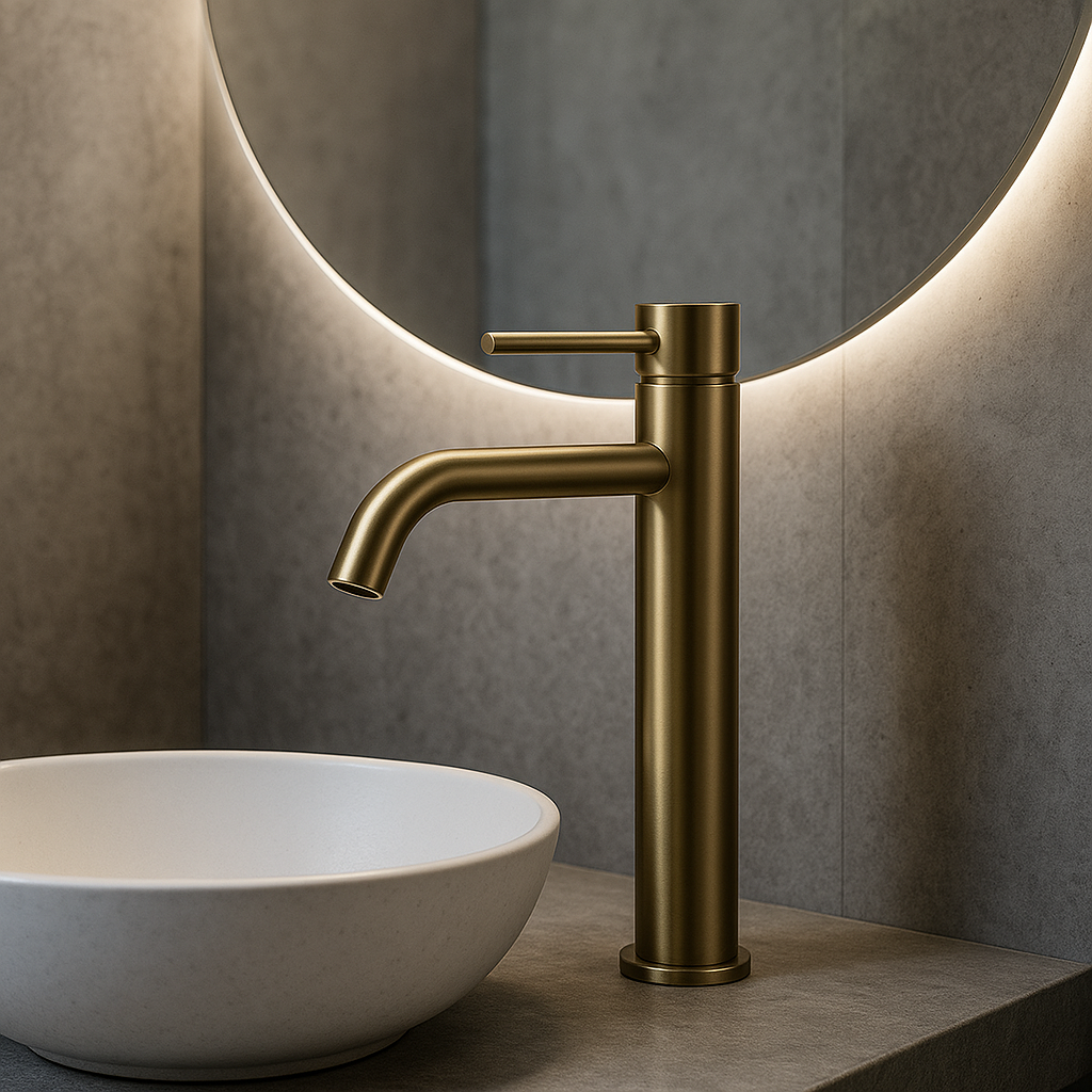 Mitigeur de salle de bain or brossé