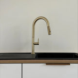 Mitigeur avec douchette or brossé