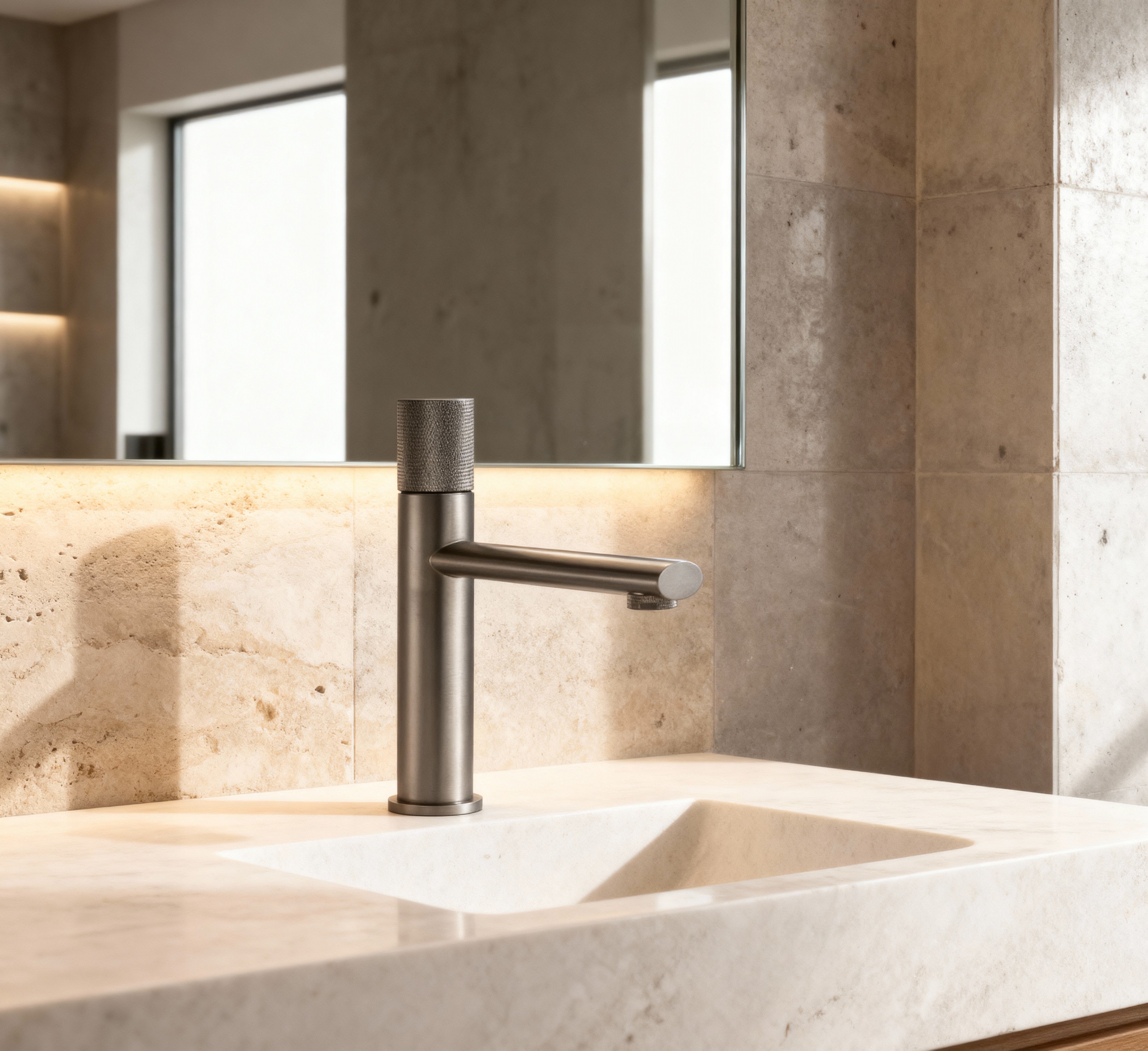 Mitigeur de vaque gris brossé