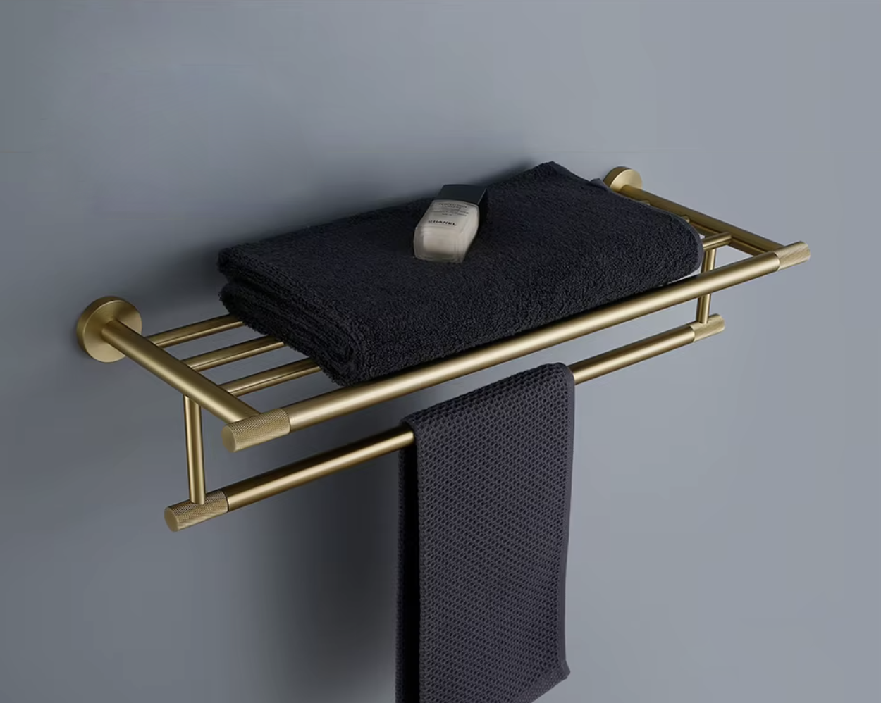 Porte serviettes or brossé strié