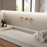 Robinet de lavabo encastré or brossé