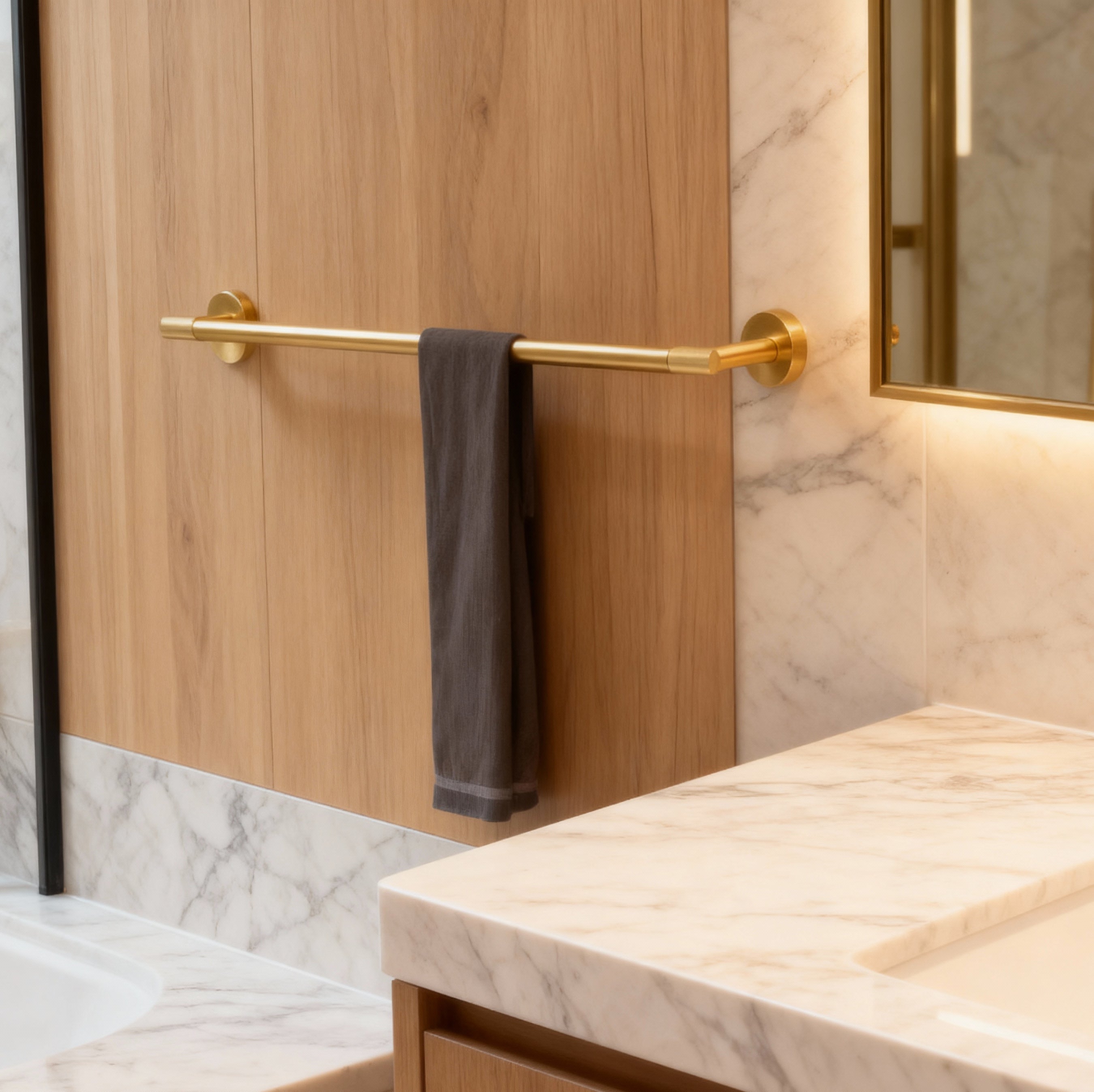 Porte-serviettes or brossé strié