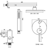 Colonne de douche encastrée noir mate